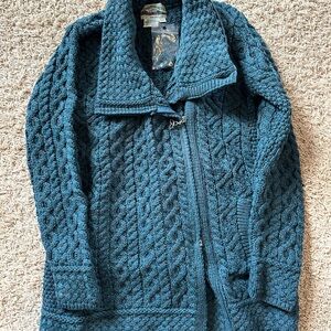 Aran Crafts Teal Cable Knit Sweater